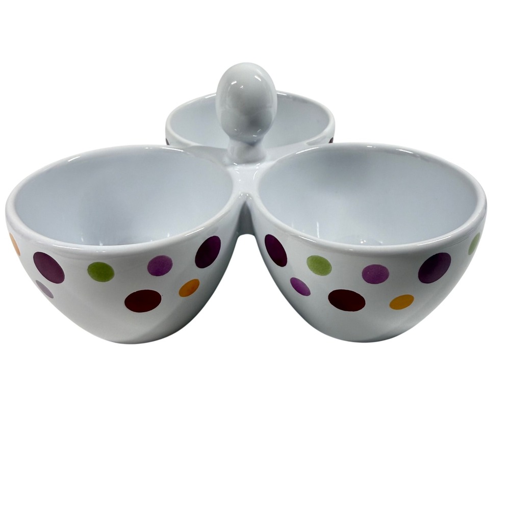 Pampered Chef Simple Additions Polka Dots 3 Section Condiment Server Multicolor